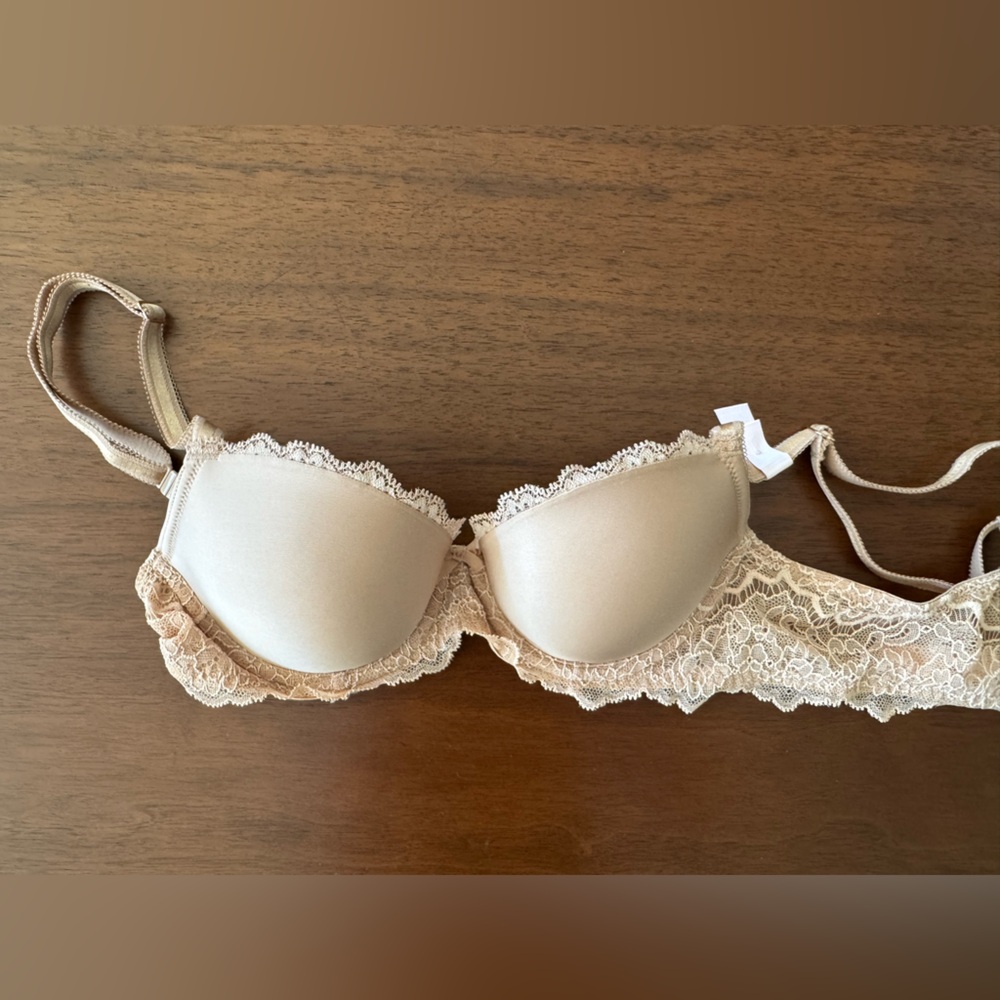 Victoria's Secret Lace Trimmed Bra in Tan